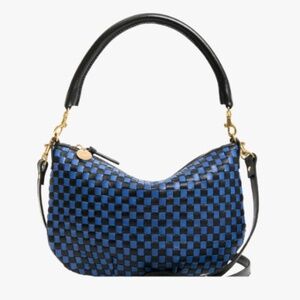 Clare V Petit Moyen Messenger Cobalt/Black Woven Checker